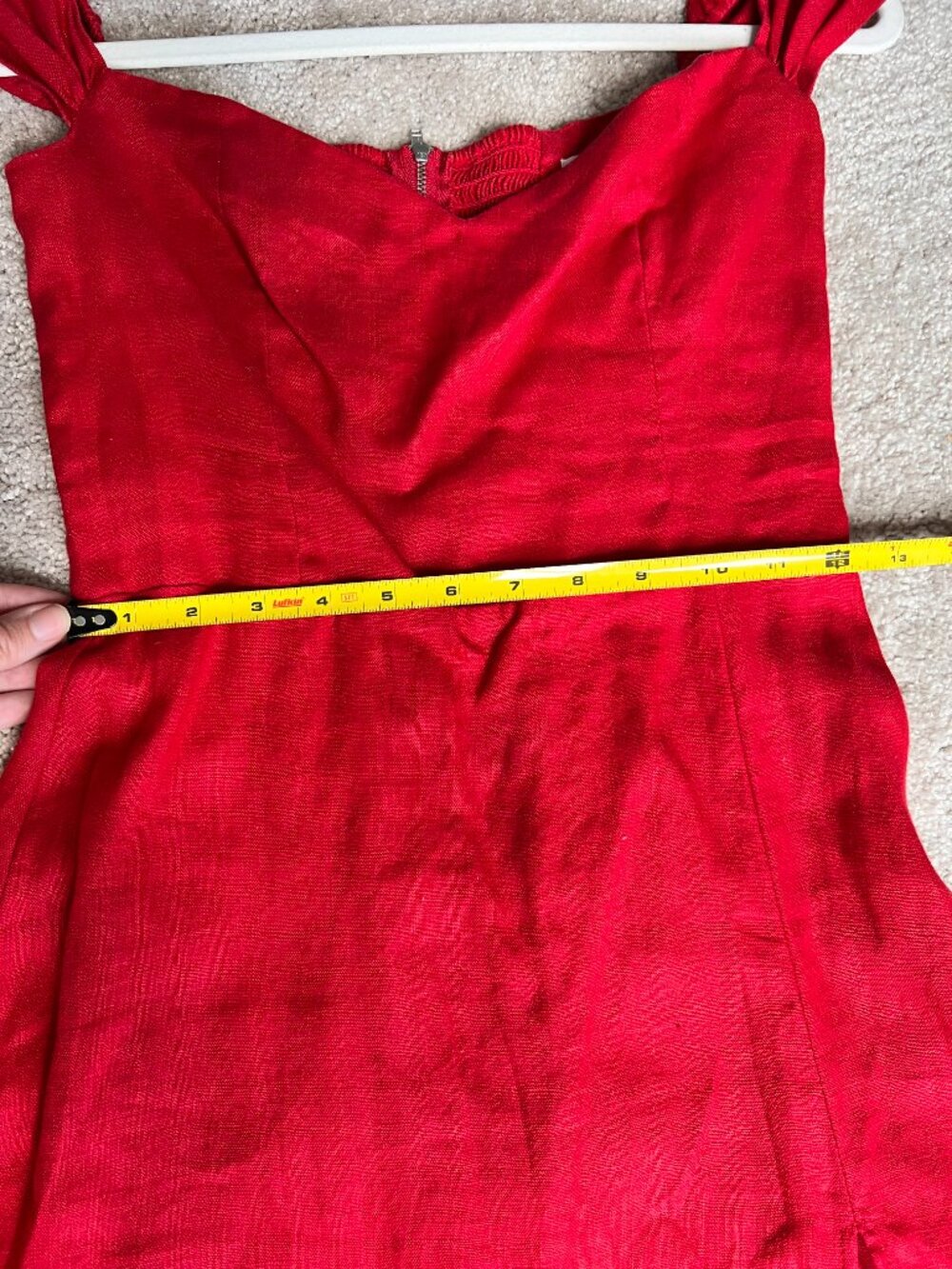 Reformation Bridgton Red Linen Off-Shoulder Midi Dress Sz 2 - Picture 9 of 11